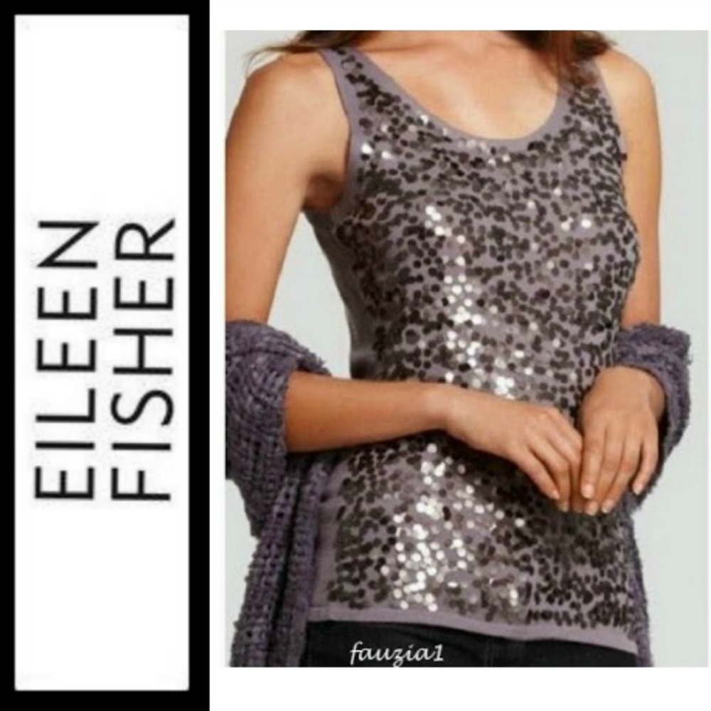 Eileen Fisher Tank Sequined Fine Merino Wool NWT